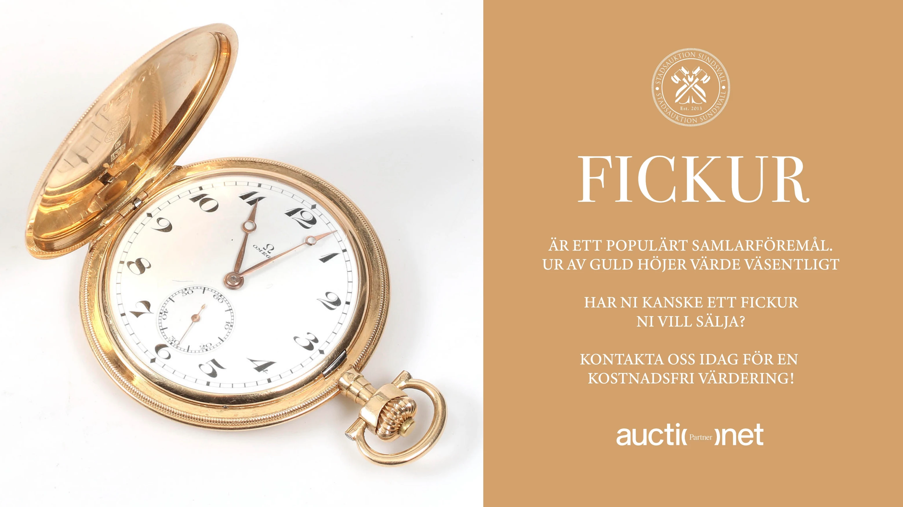 Guldsmycken och guldfickur på auktion